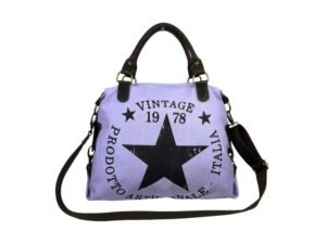 cg57841 Bolso de Lona con Asas Cortas de Piel